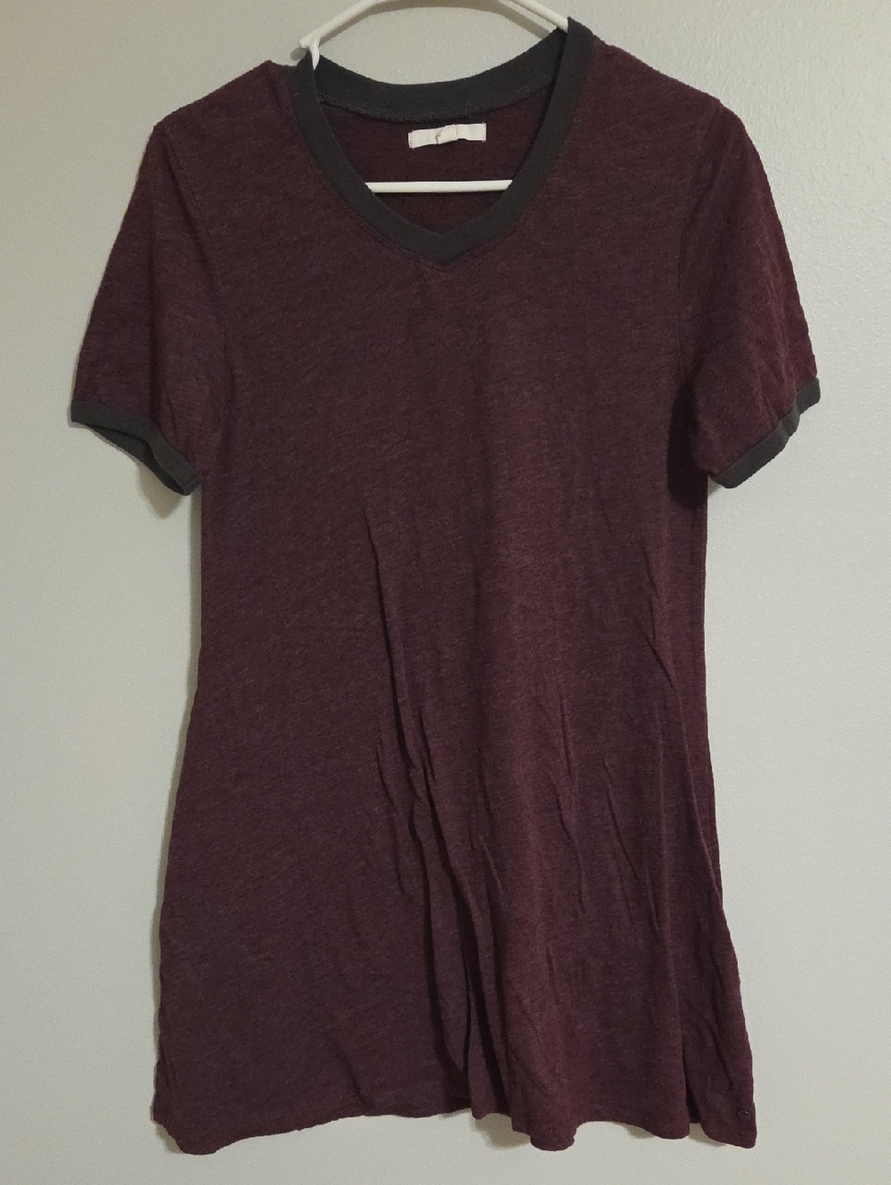 Vans Burgundy V-neck Skater Dress with Charcoal Trim
